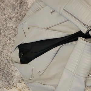 Topshop grey leather jacket